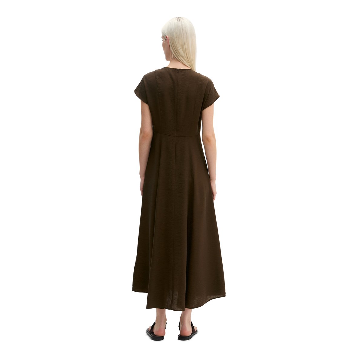 Robe crinkle regular en mélange de viscose gris foncé, MARC O'POLO