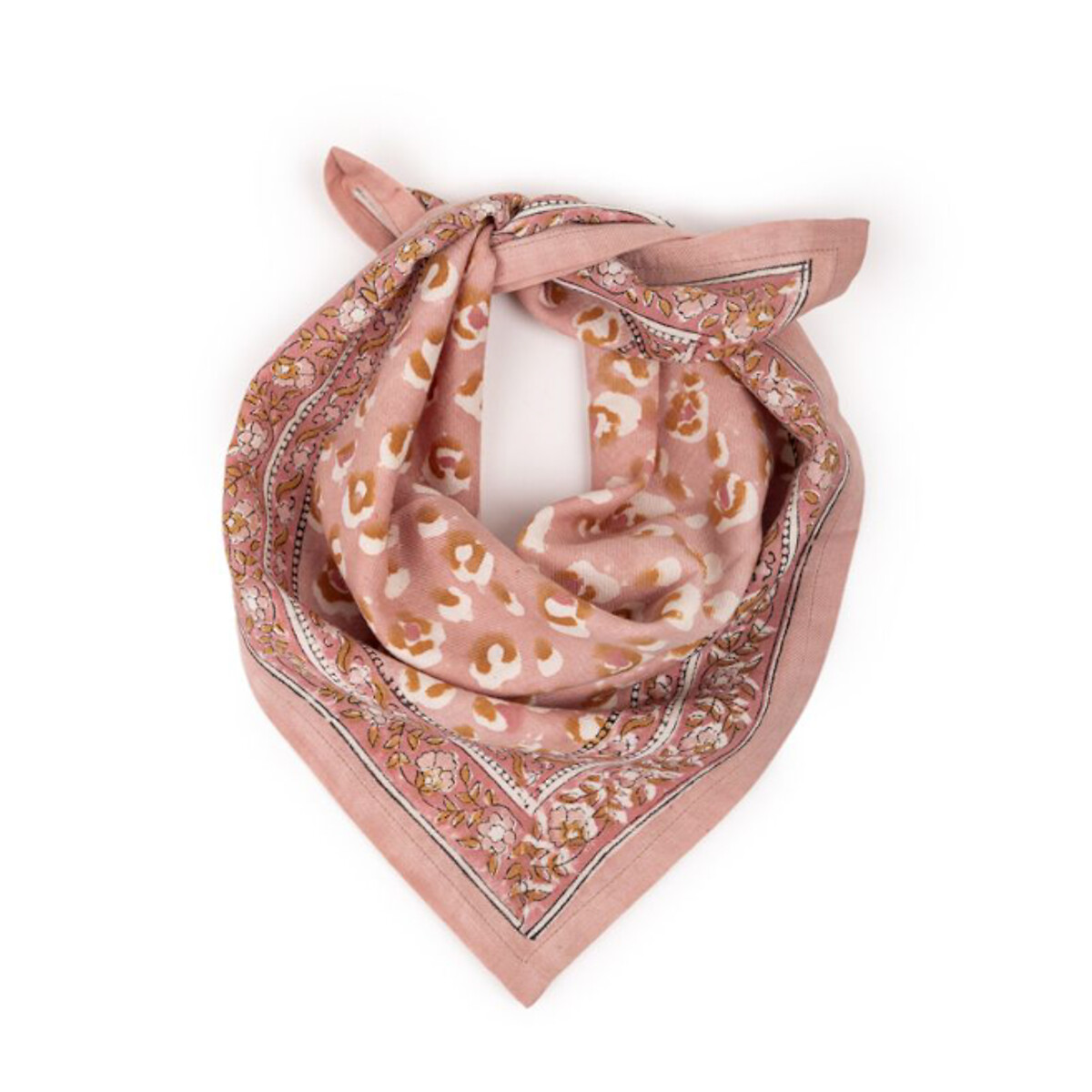Petit foulard coton Bengal Blush imprimé rose, BINDI ATELIER