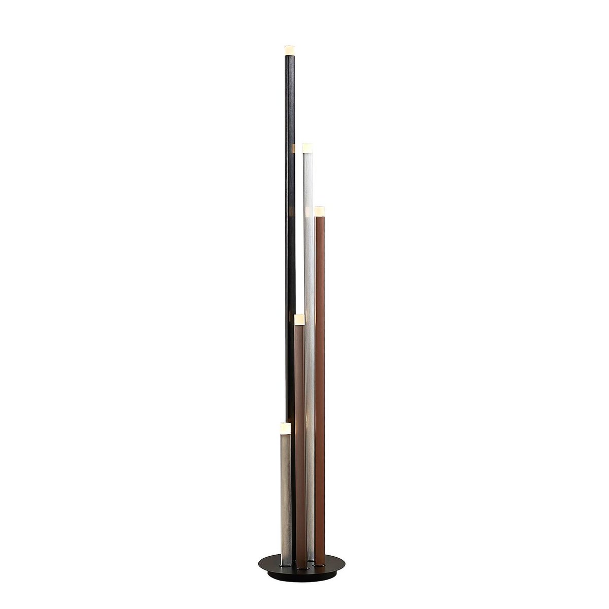 Lampadaire en métal moderneLED, Stoika noir, aluminium, brun café, LUCANDE