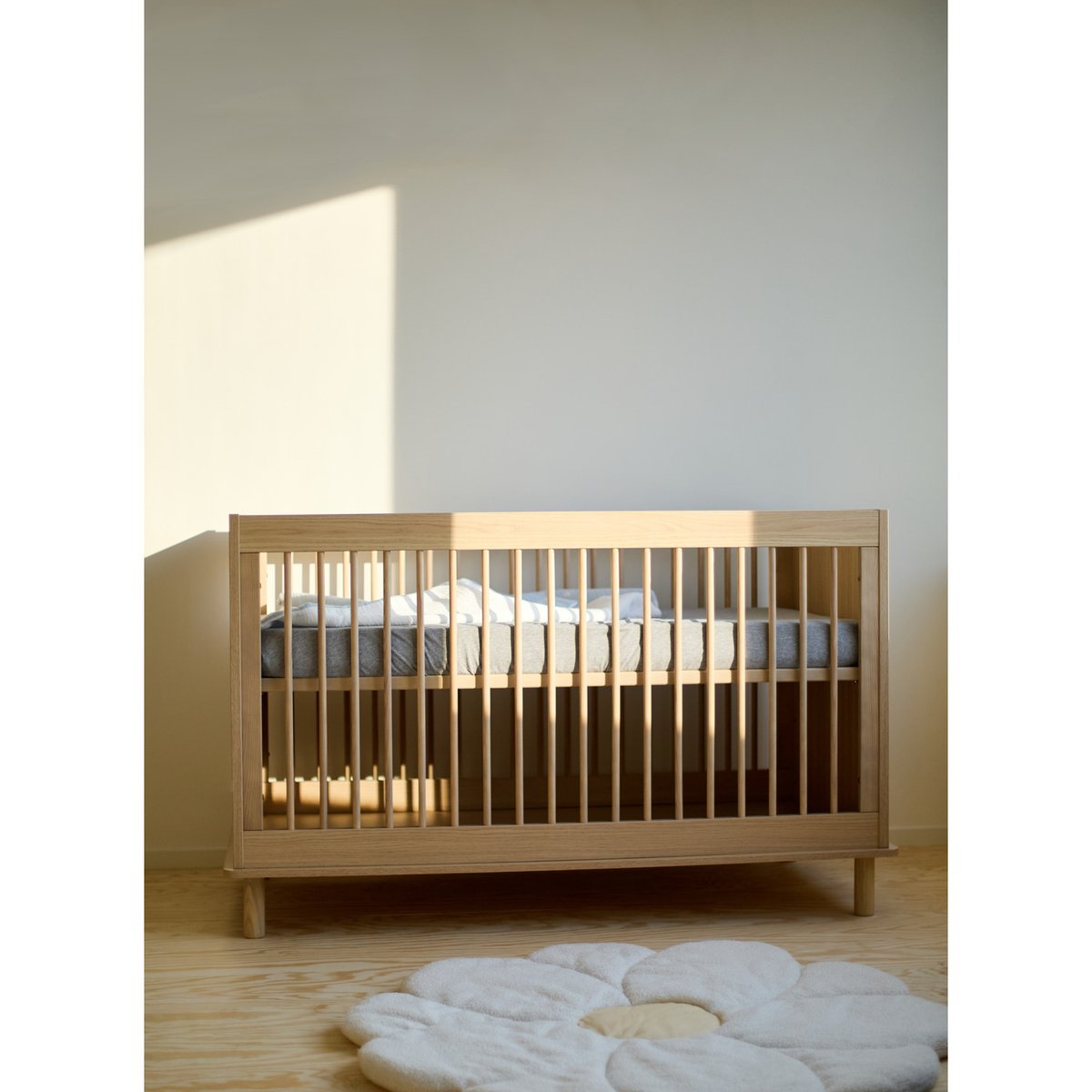 Lit bébé évolutif sommier à lattes hauteur réglage 70x140 cm naturel, CHILDHOME