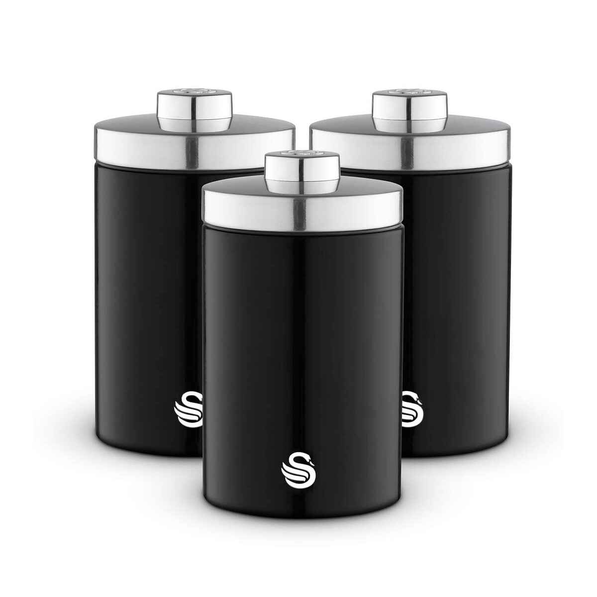 Set of 3 Townhouse Canisters black, SWAN