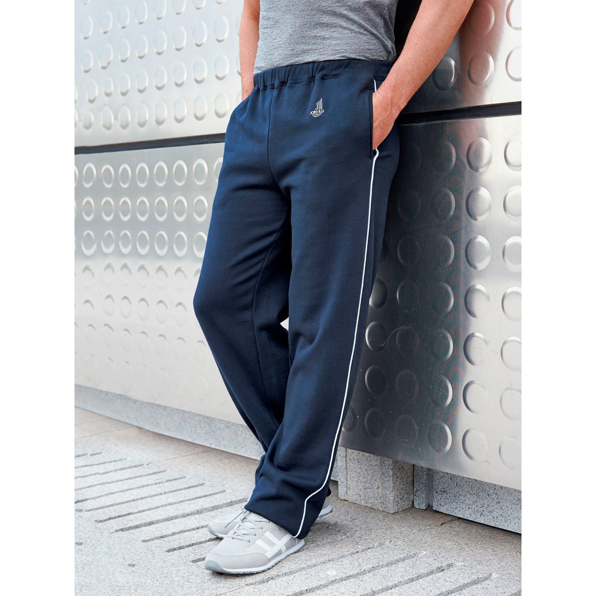 Pantalon de détente en molleton gratté marine, DAXON