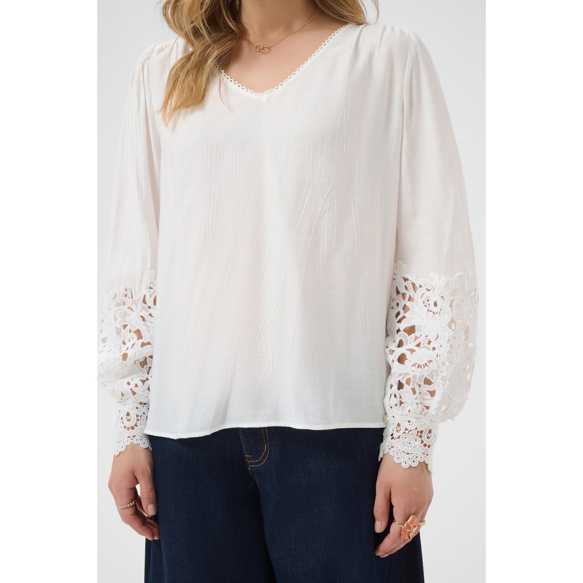 Blouse à manches longues blanc snow white, CREAM