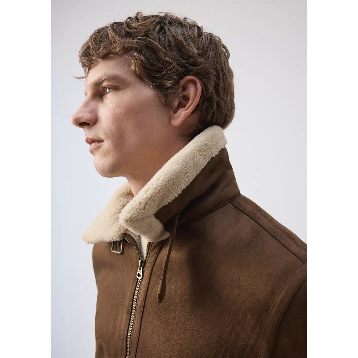 Veste imitation daim et mouton retourné tabac, MANGO MAN