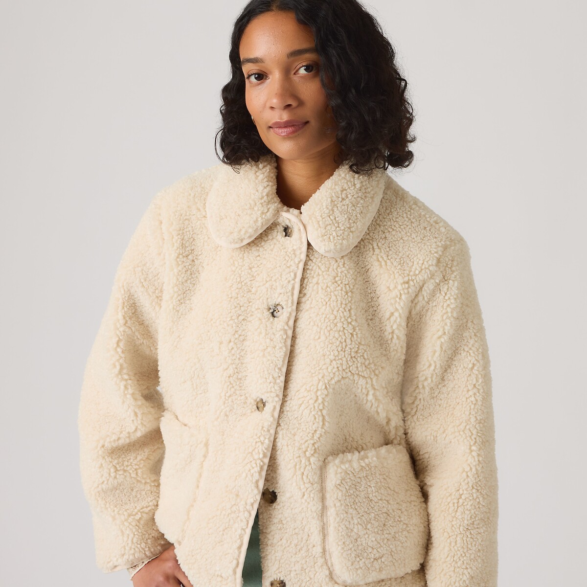 Veste courte boutons sherpa ecru, LEVI'S