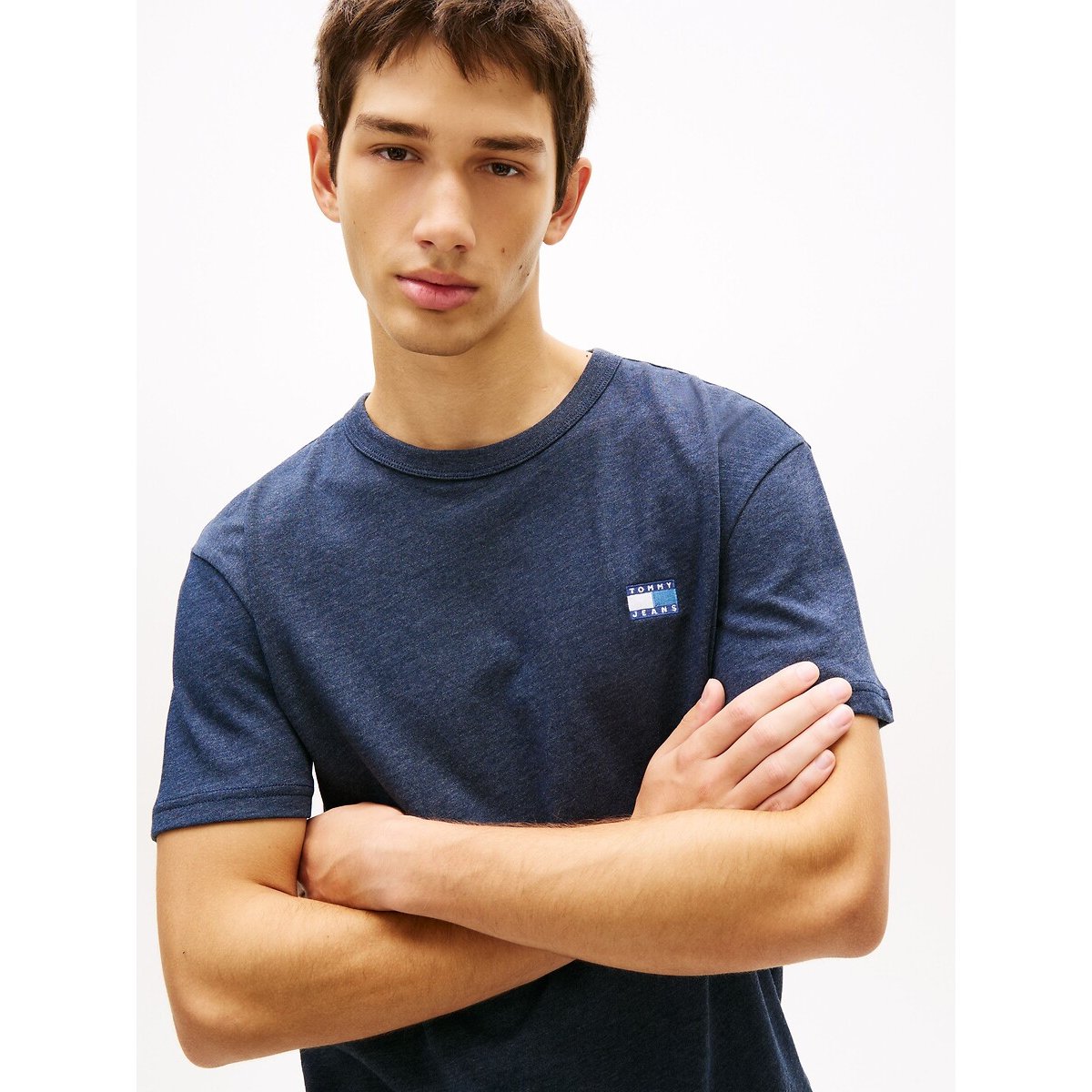 T-shirt a maniche corte con logo della bandiera blu marino, TOMMY JEANS