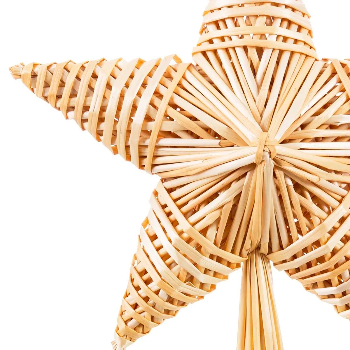 Cimier de sapin de noël Étoile paille 25x9x30cm bois, WADIGA