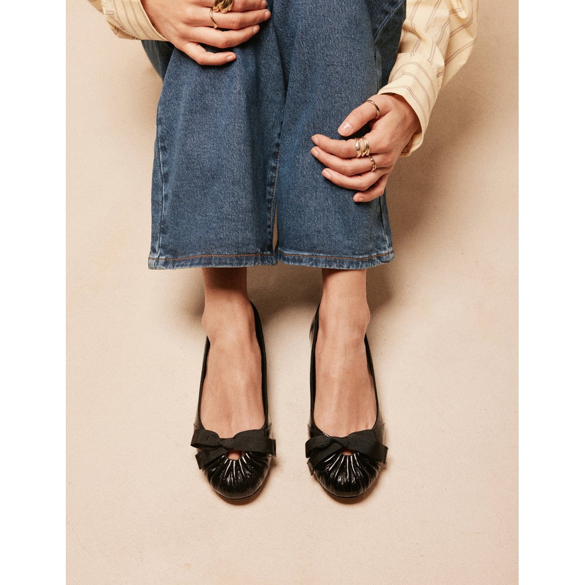 Ballerines SANA cuir plissé noir, ODAJE