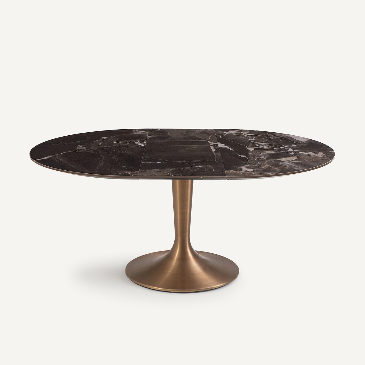 Plateau de table rond et extensible en céramique, diamètre 135 à 180 cm, EXTENDO céramique marbre anthracite, AM.PM