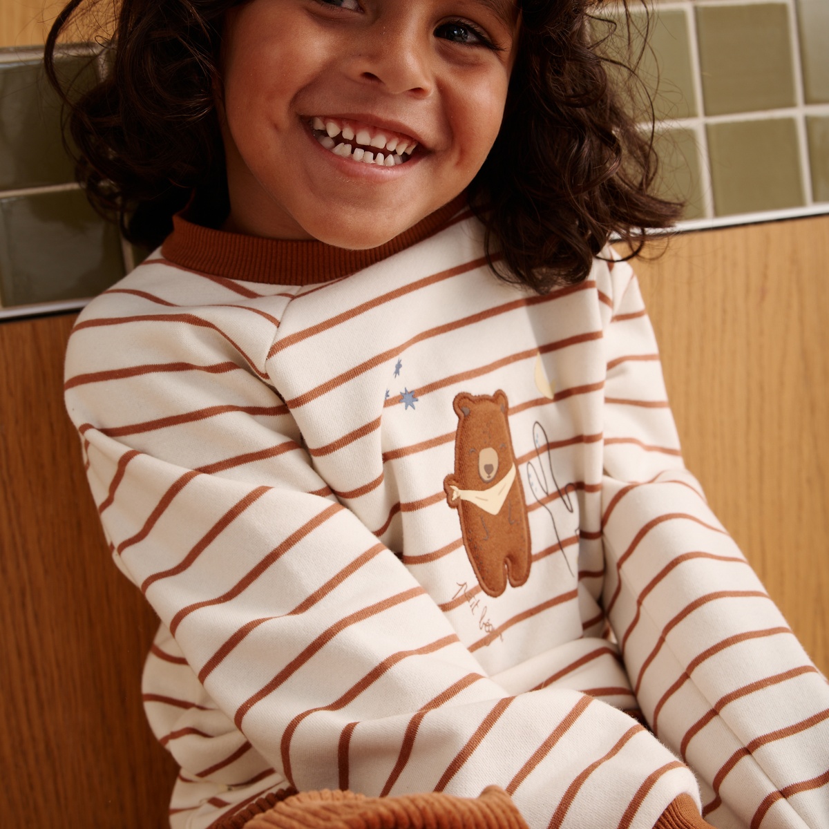 Sweat-shirt bébé en molleton Moka ecru, PETIT BEGUIN
