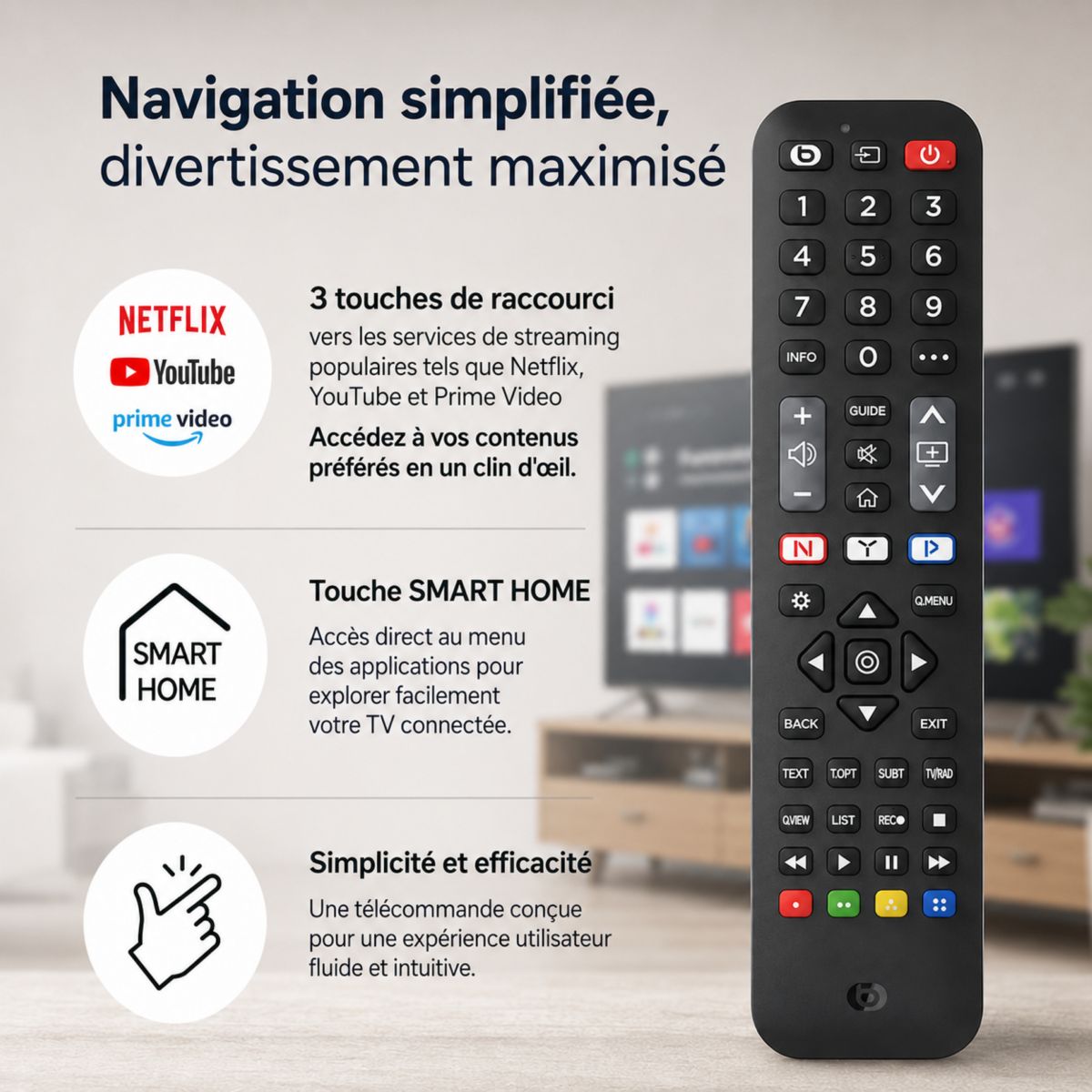 Télécommande pour TV LG couleur unique, ESSENTIEL B