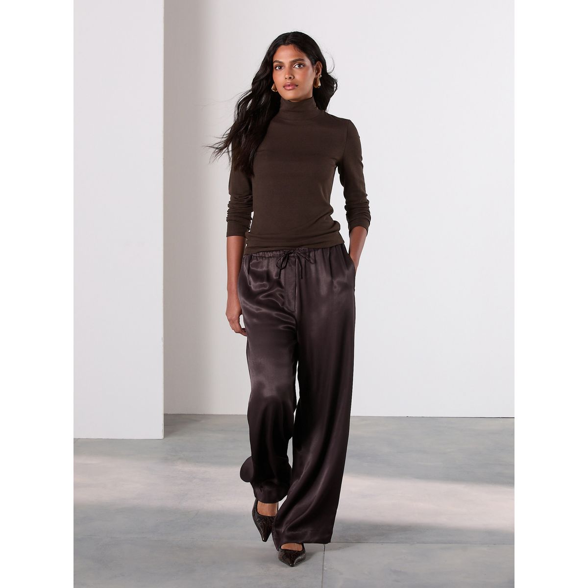 Haut manches longues en tencel™ marron, NEXT