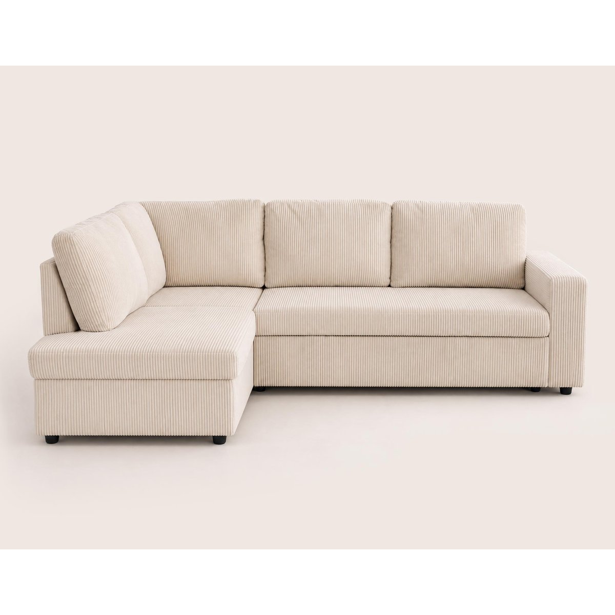 Canapé d'Angle Convertible en Velours côtelé 5 places - MEIYA beige, BEST MOBILIER