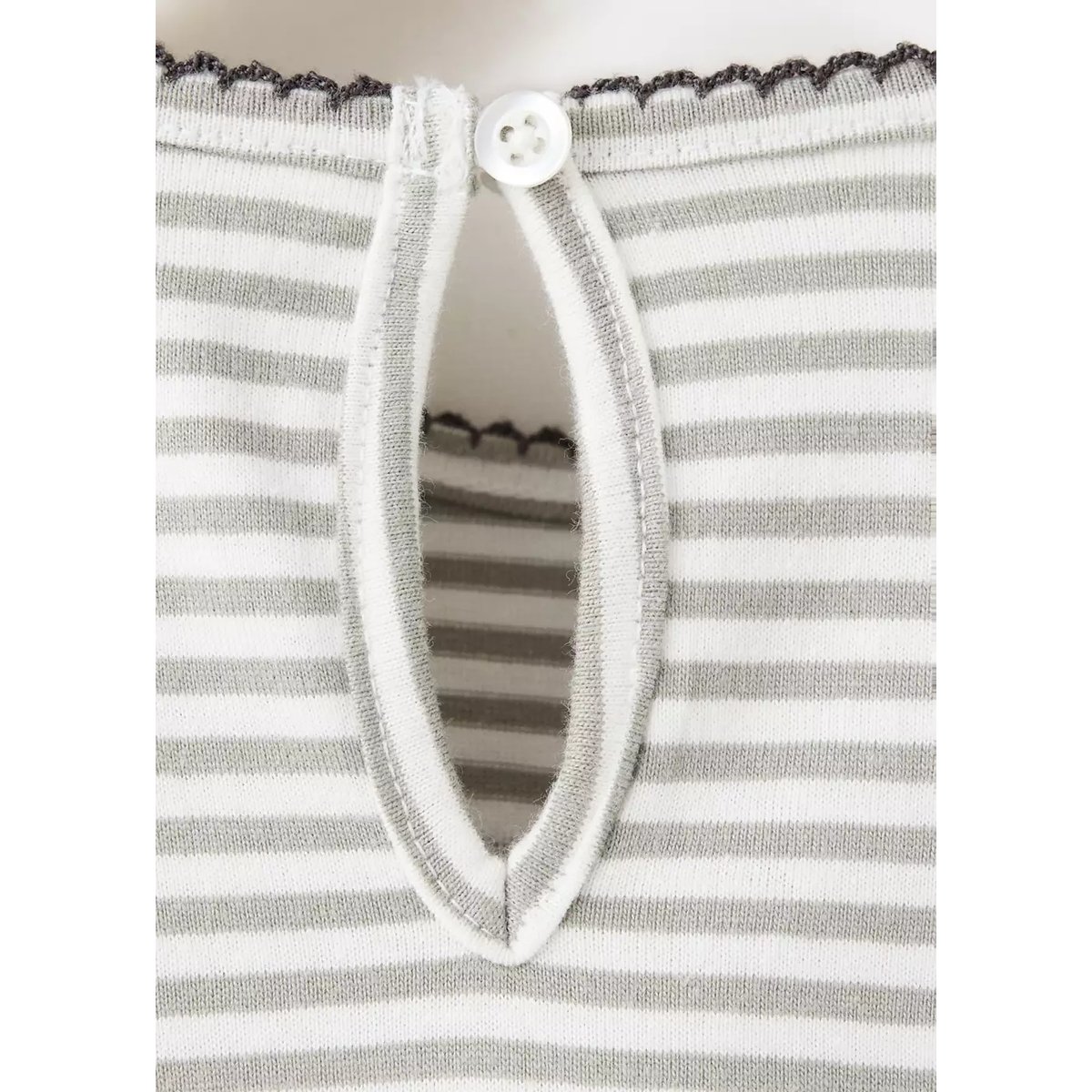 T-shirt rayures détail brodé blanc cassé, MANGO BABY