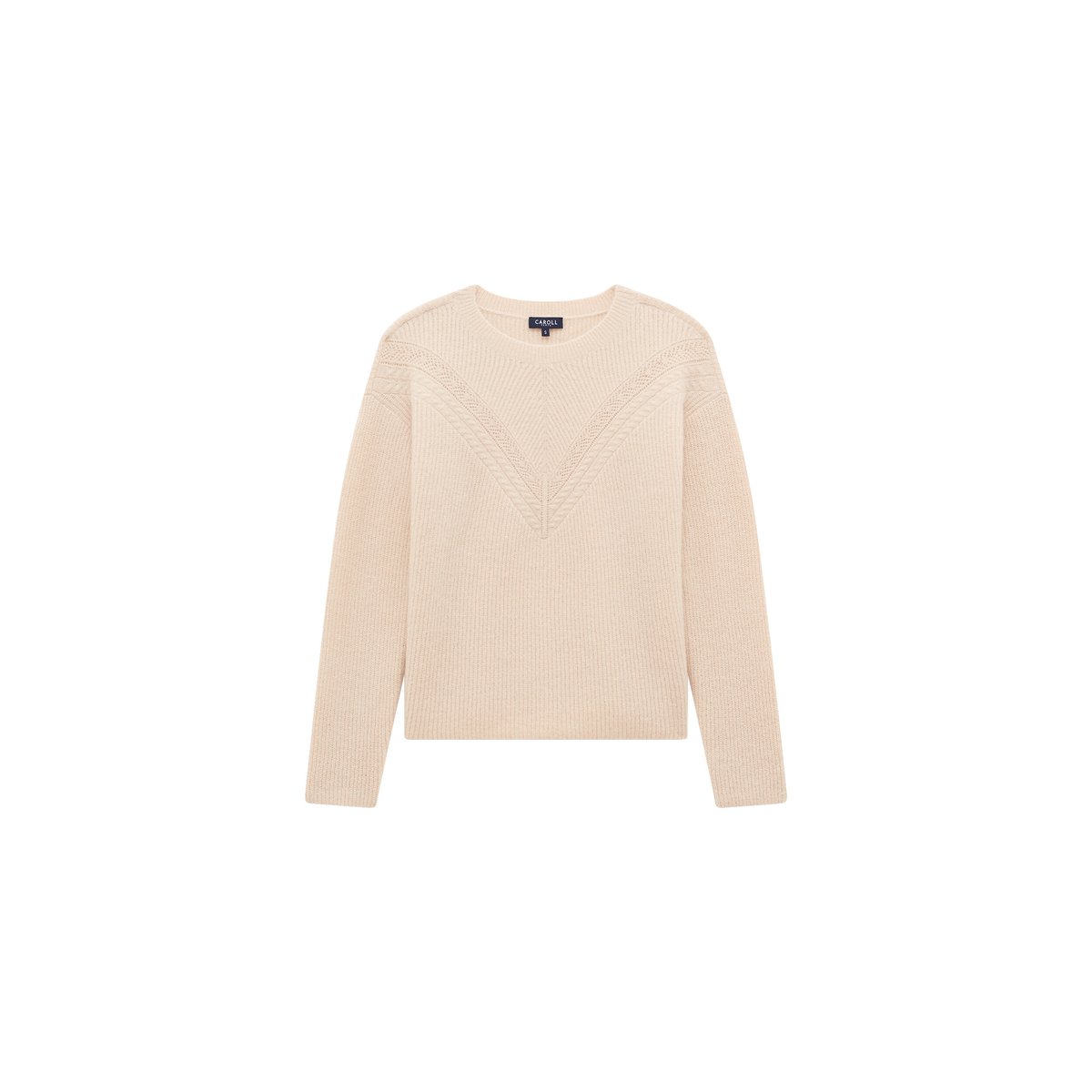 Pull droit col rond laine MWILMA sable, CAROLL
