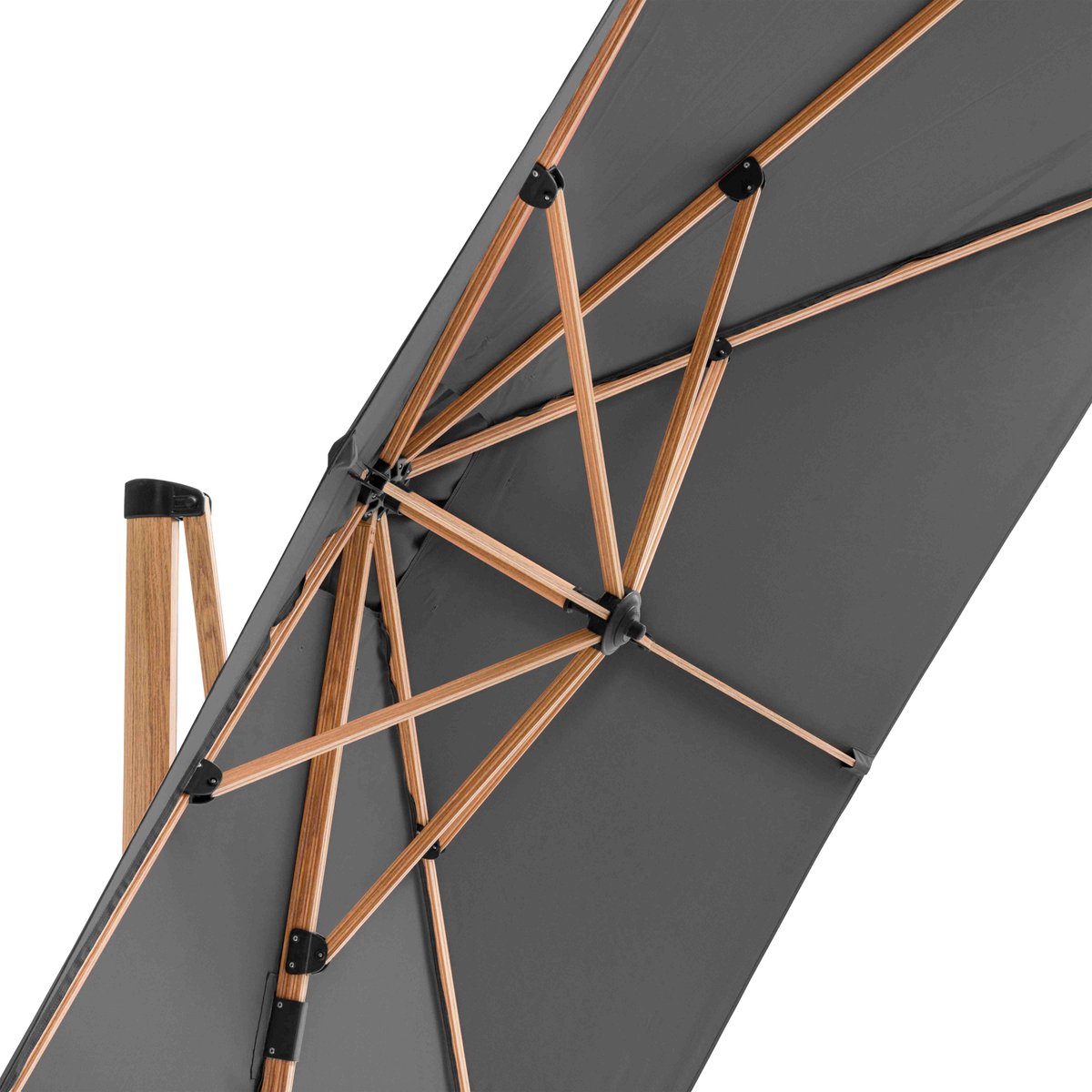Parasol déporté 3 x 3m inclinable rotatif et 4 dalles à lester remplissables, BRESCIA gris anthracite, OVIALA