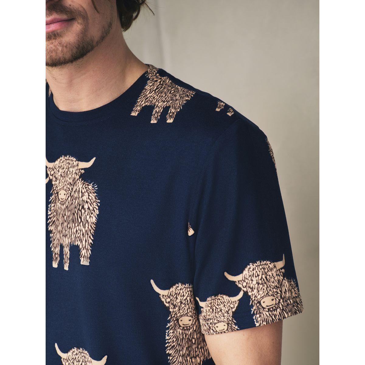 Pyjama manches courtes vache des highlands bleu, NEXT