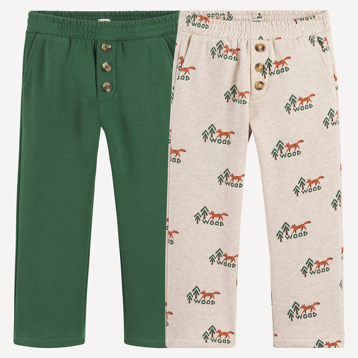 Pack of 2 Straight Joggers beige, LA REDOUTE COLLECTIONS