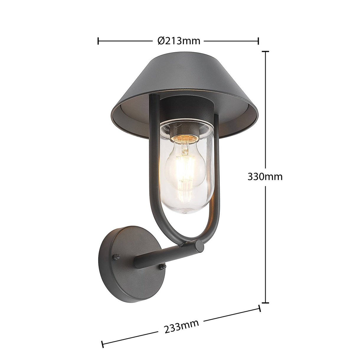 Applique extérieure en aluminium moderne gris foncé, LUCANDE