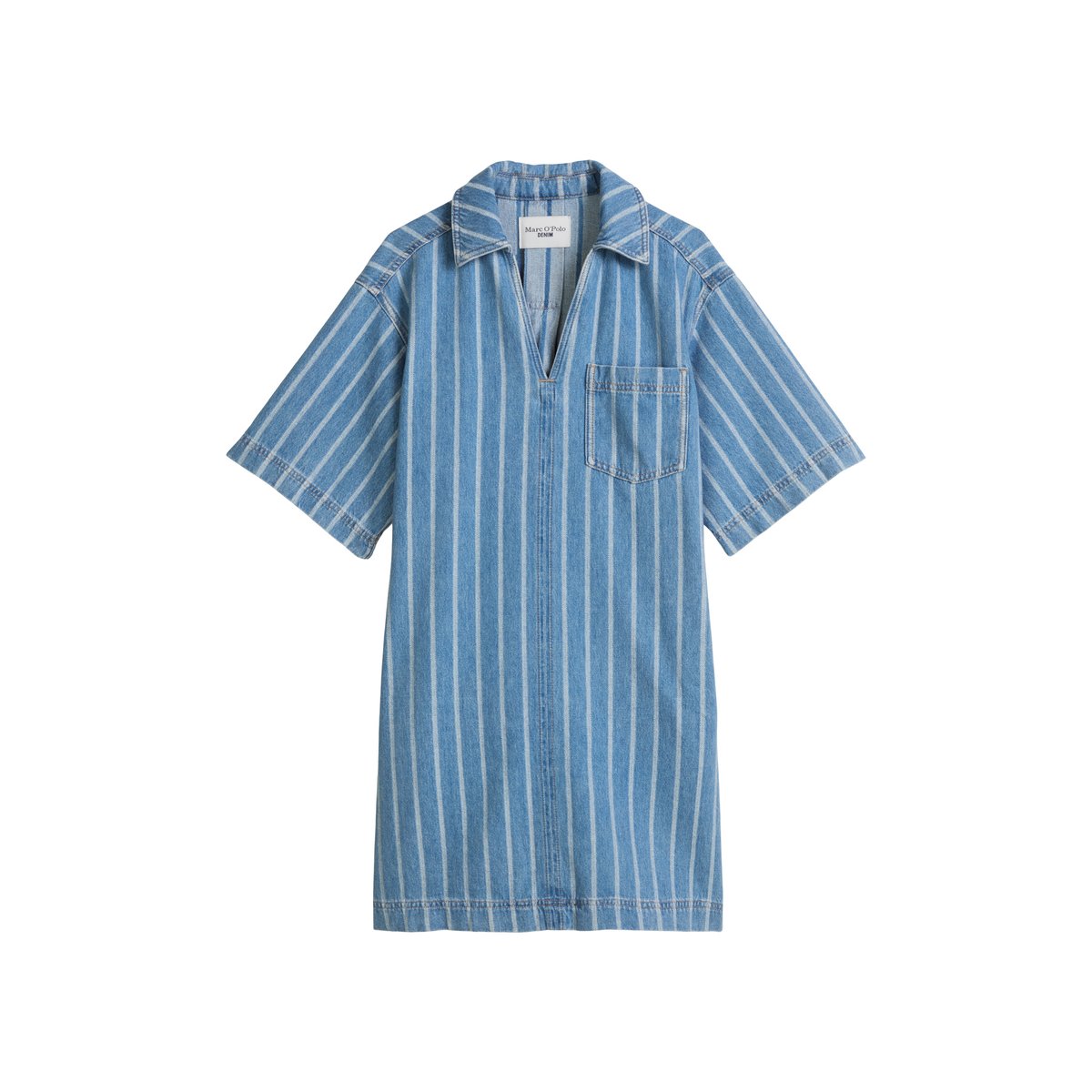 Robe en jean rayée, coupe ample en pur coton organique bleu, MARC O’POLO DENIM