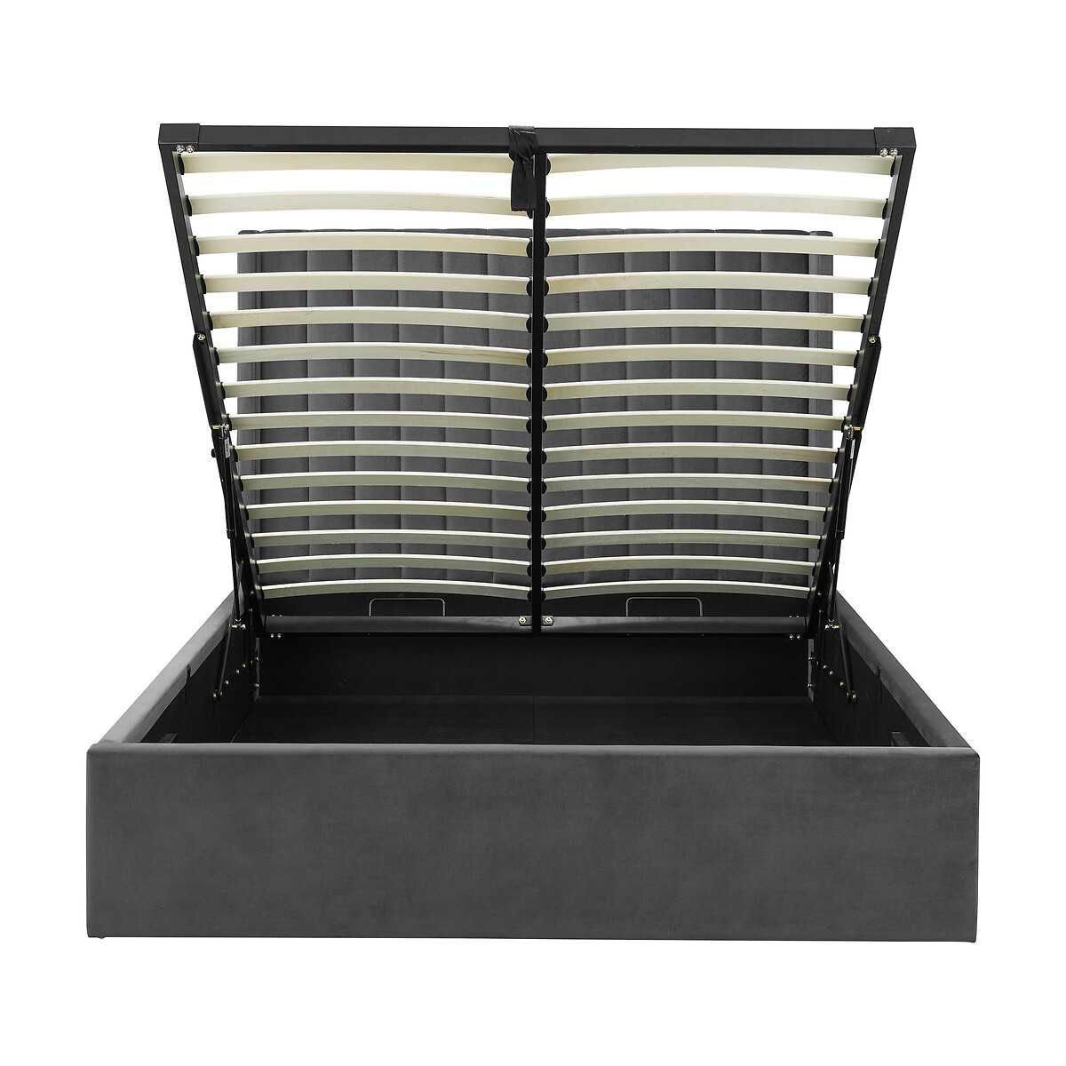 Varese Scalloped Velvet Ottoman Storage Bed grey, SO'HOME