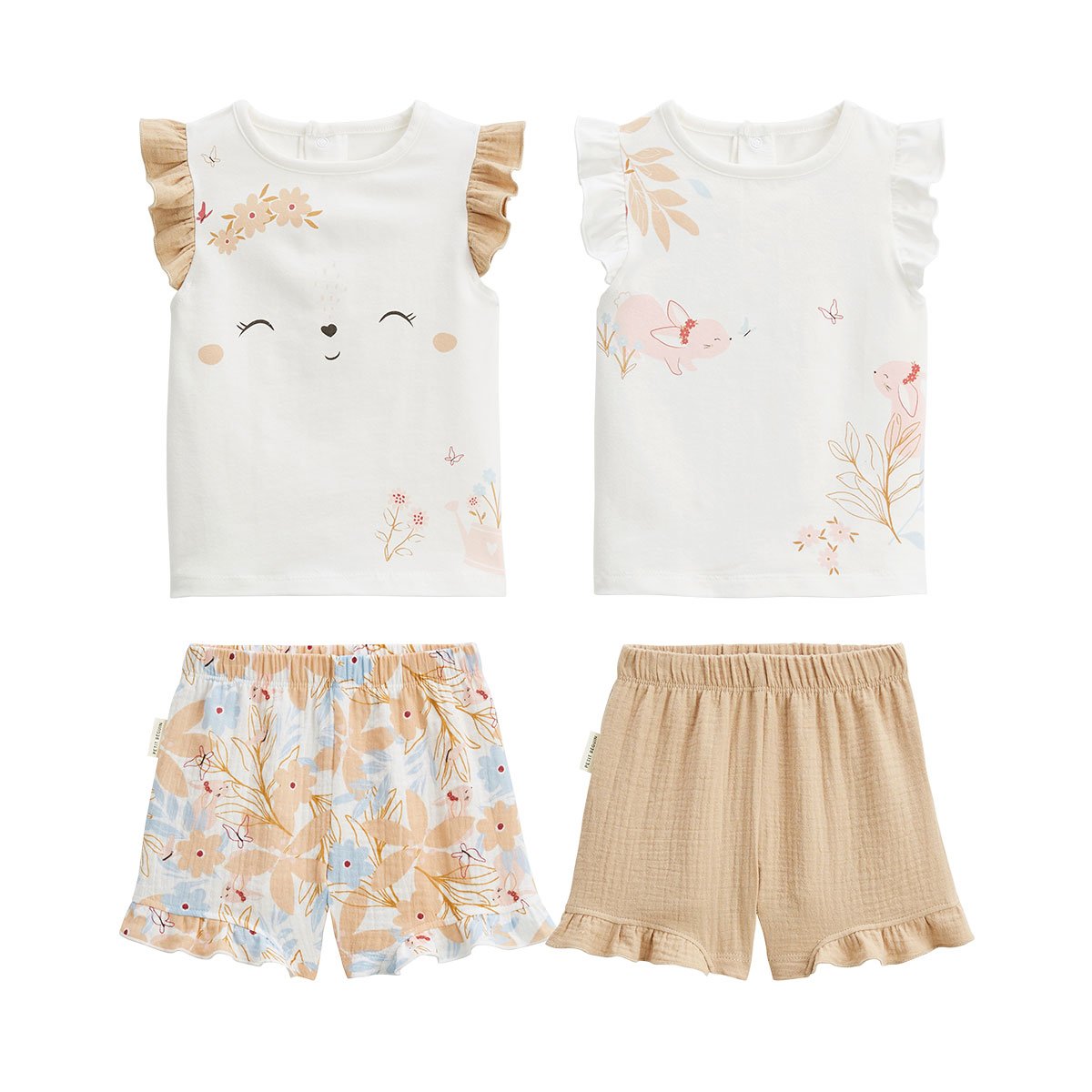 Lot de 2 pyjamas short enfant 2 pièces Praline ecru, PETIT BEGUIN