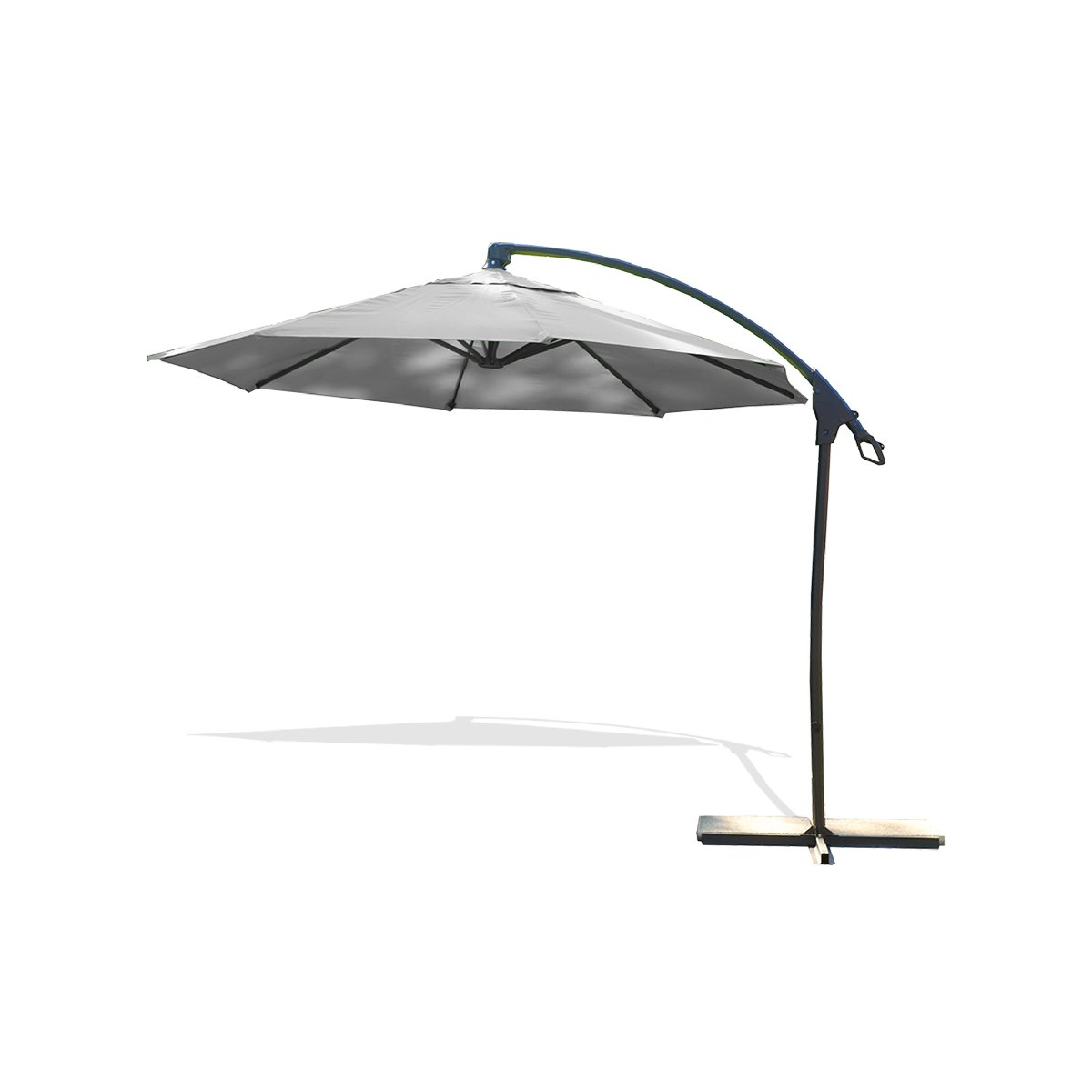 Parasol avec pied excentré en acier et toile MALAGA gris clair, DCB GARDEN