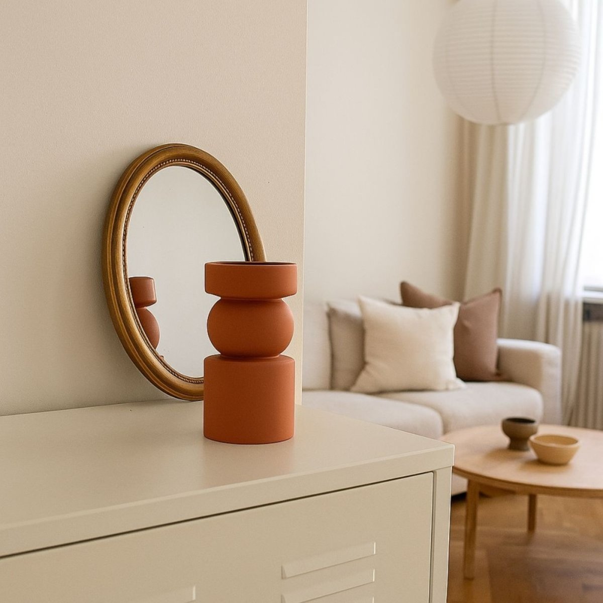 Vase géométrique, H20cm terracotta, ORNAMI