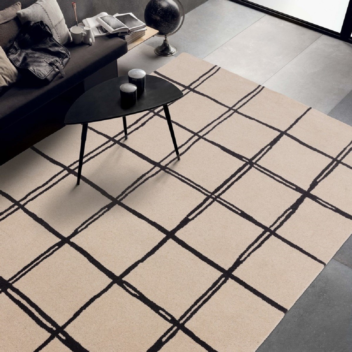 Tapis salon et chambre moderne pure laine fait main RENO blanc, NOVATREND