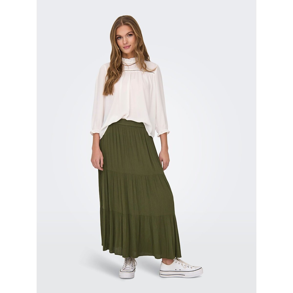 Jupe longue évasée vert, ONLY