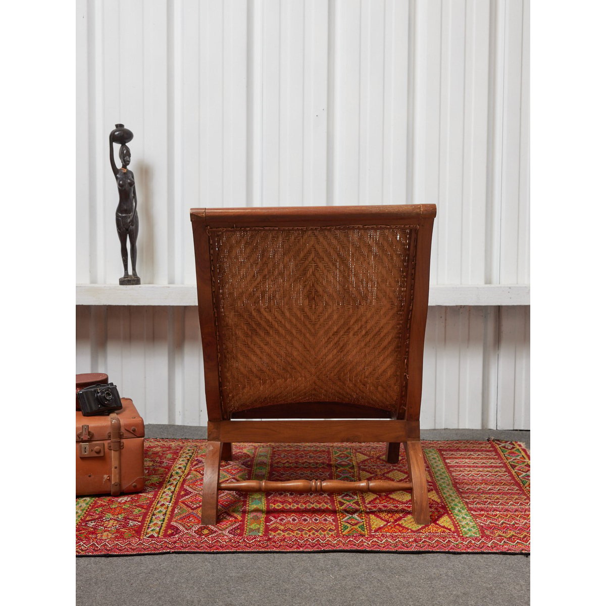 Fauteuil colonial en osier Ernest N°1092 - Bon état bois foncé, DEBONGOUT