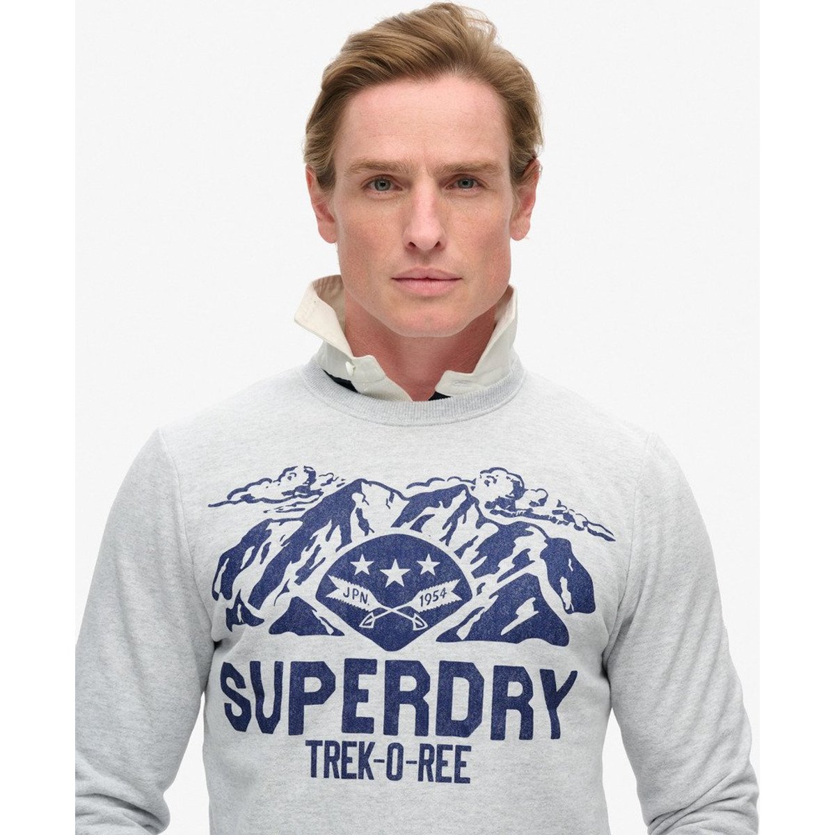 Sweat ras du cou à motif Outdoors gris flocon chiné, SUPERDRY