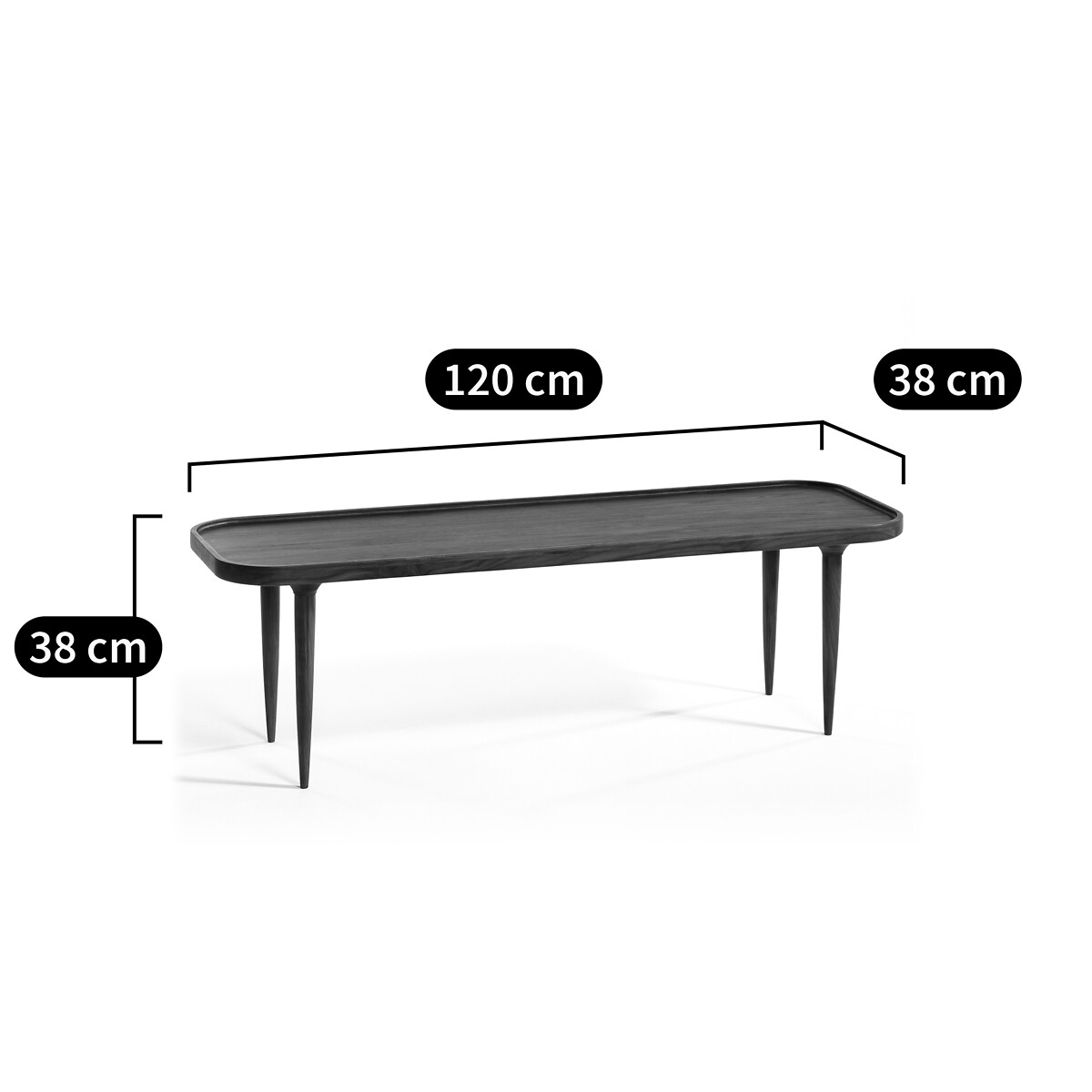 Table basse noyer massif, Magosia, grand modèle noyer, AM.PM