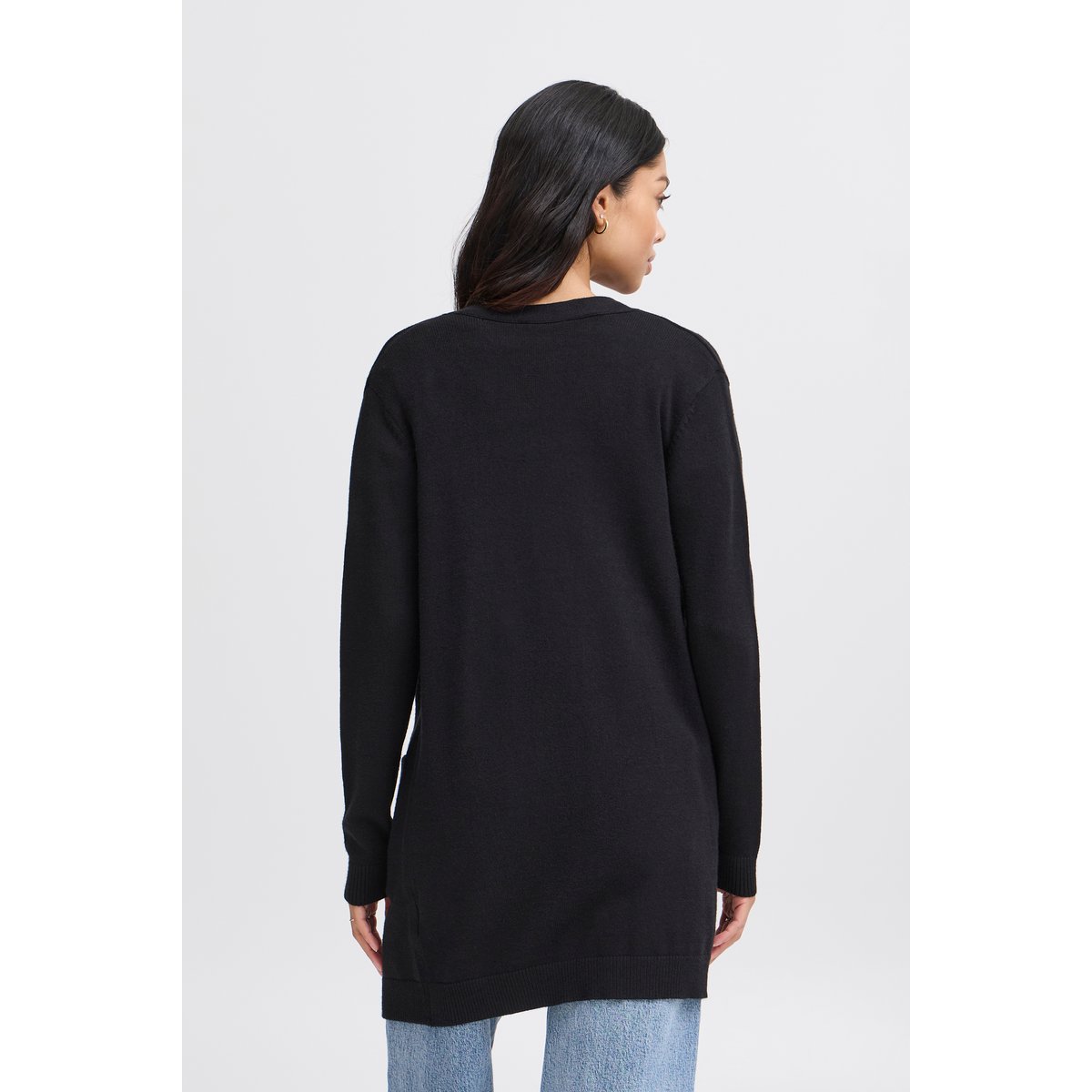 Cardigan en maille, manches longues, col ouvert, 2 poches noir, B.YOUNG