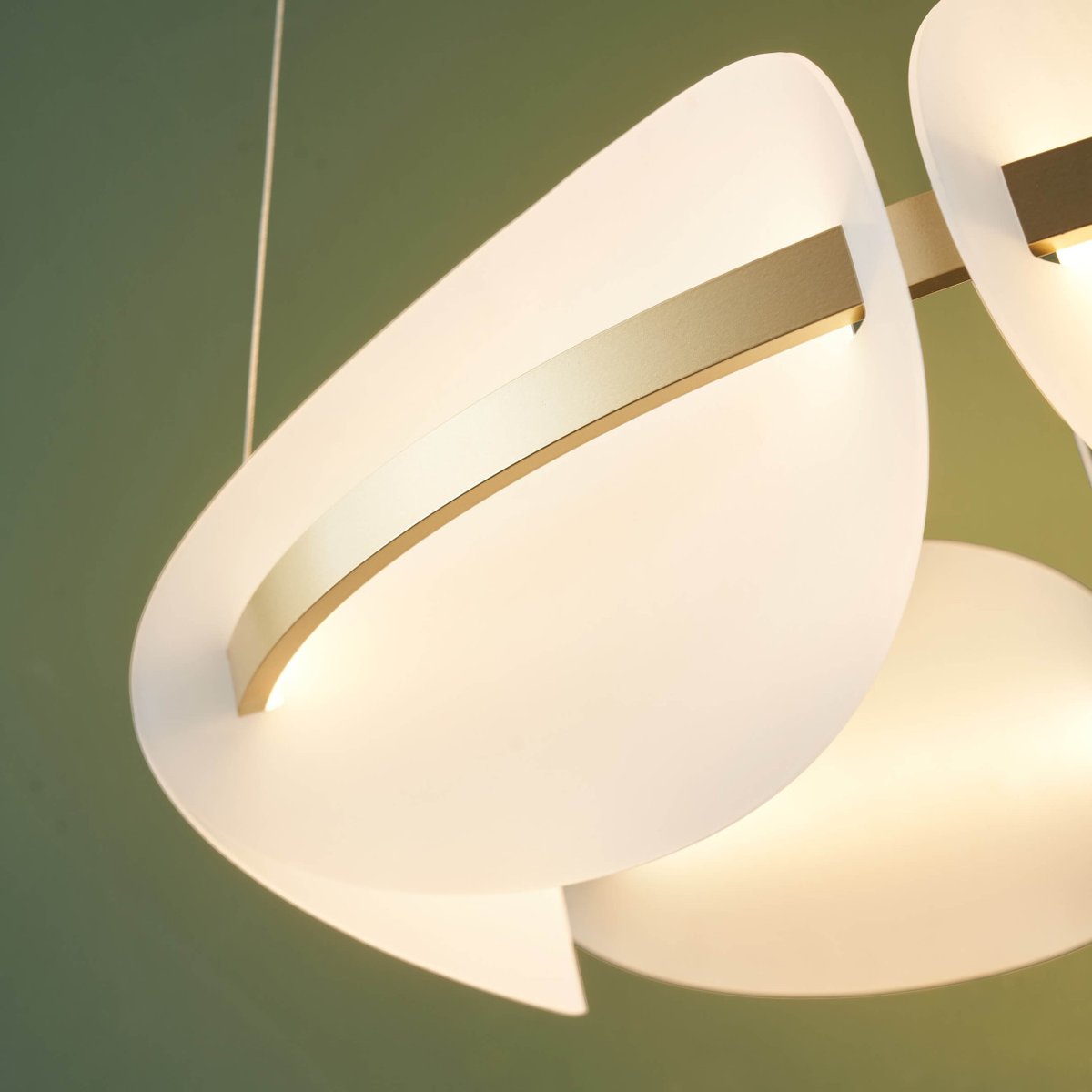Suspension LED capsule galbée - CRISTALIA blanc et doré, KOSILUM