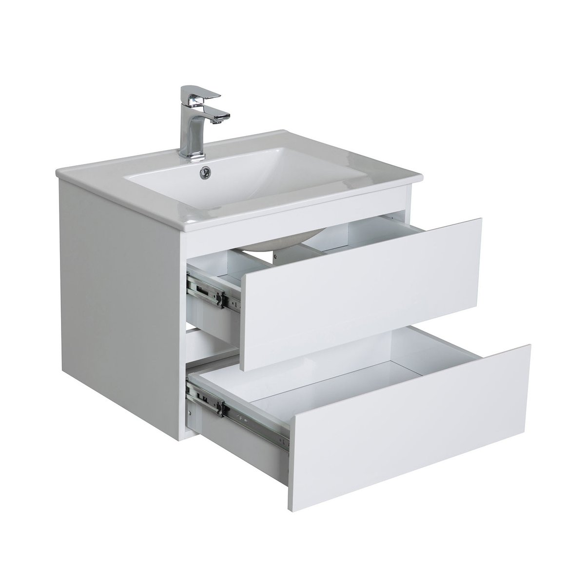 Meuble simple +vasque+miroir+colonne SORRENTO blanc, MOB IN