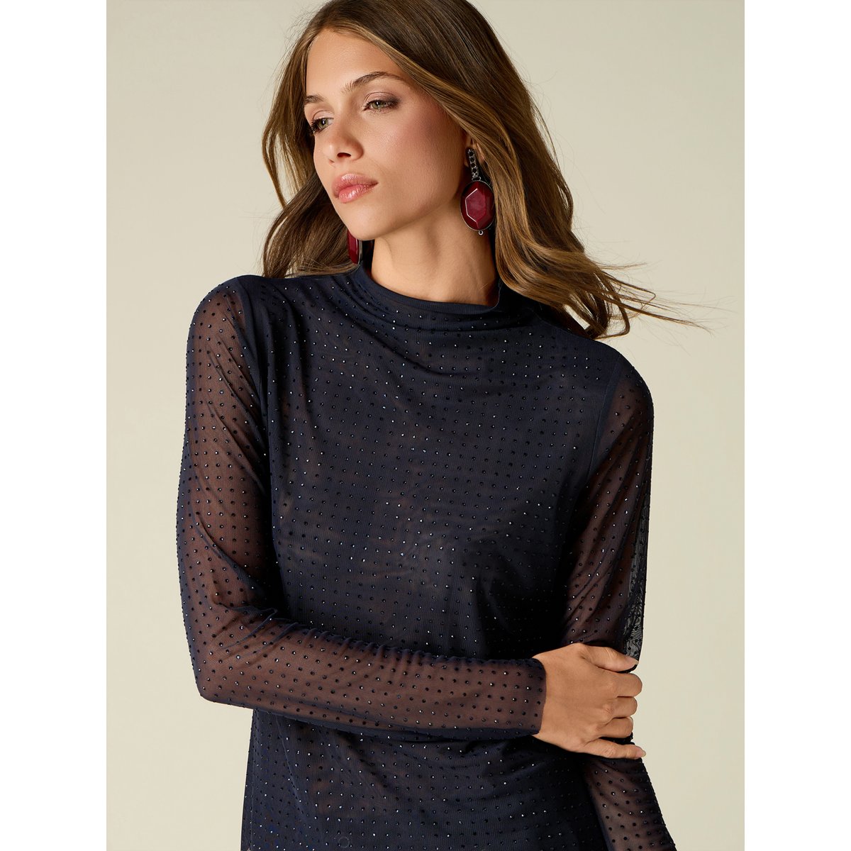 T-shirt avec cristaux bleu, OLTRE