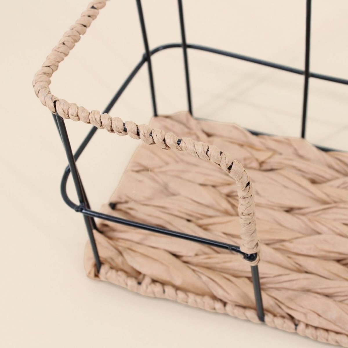 Etagère murale en corde et métal 55cm noir, ORNAMI