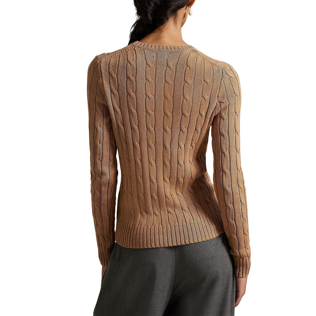 Cable Knit Long Sleeve Crew Neck Jumper camel, POLO RALPH LAUREN