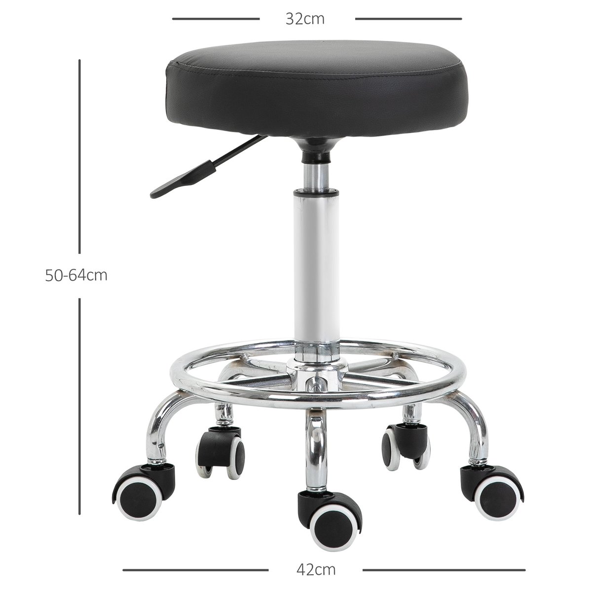 Tabouret de salon Revêtement synthétique Noir noir, HOMCOM