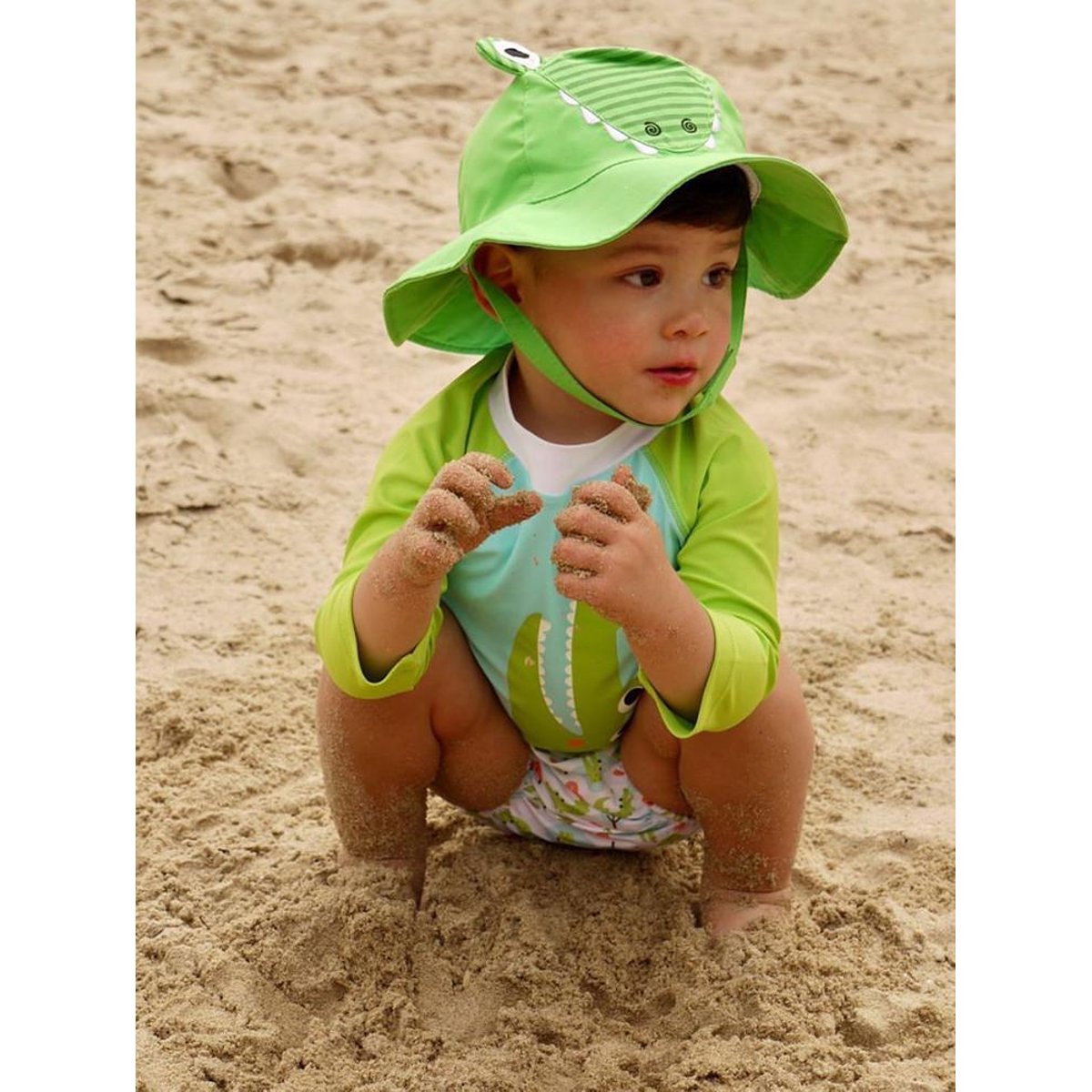 Maillot et Chapeau Crocodile (6-12M) vert, ZOOCCHINI