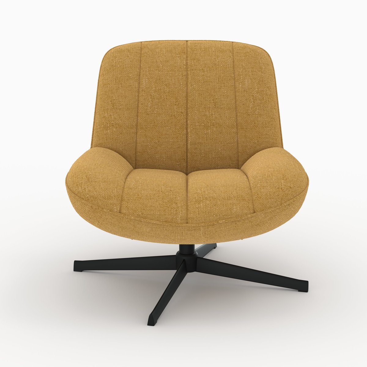Fauteuil pivotant en tissu effet velours - ELVIS jaune moutarde, MAISON PAVANE