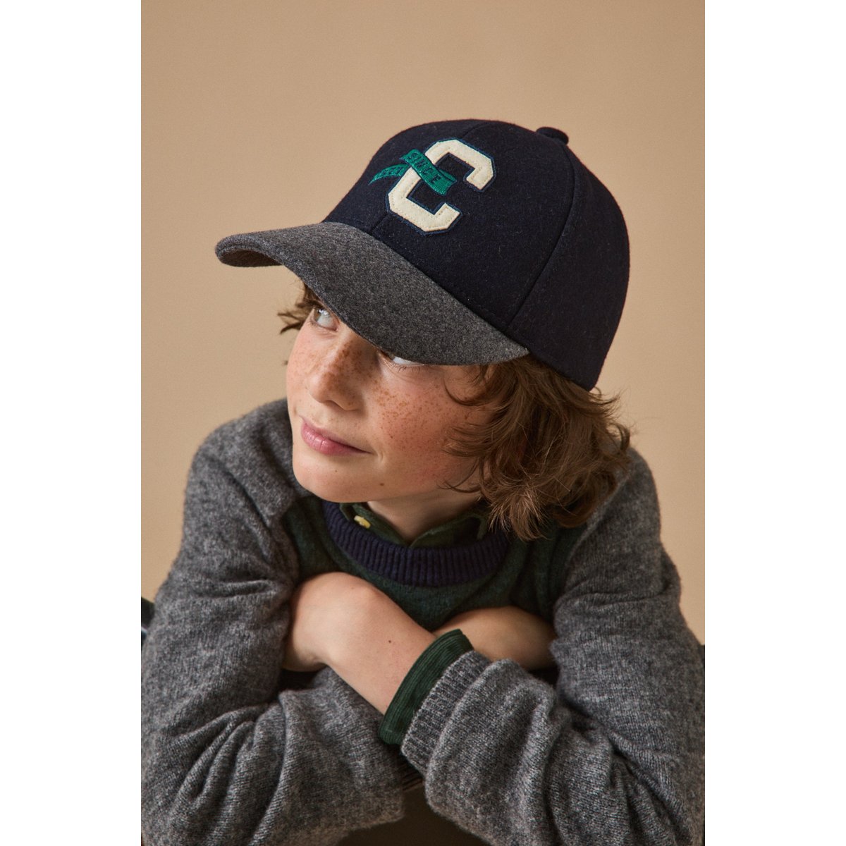 Casquette en lainage et enfant marine, CYRILLUS