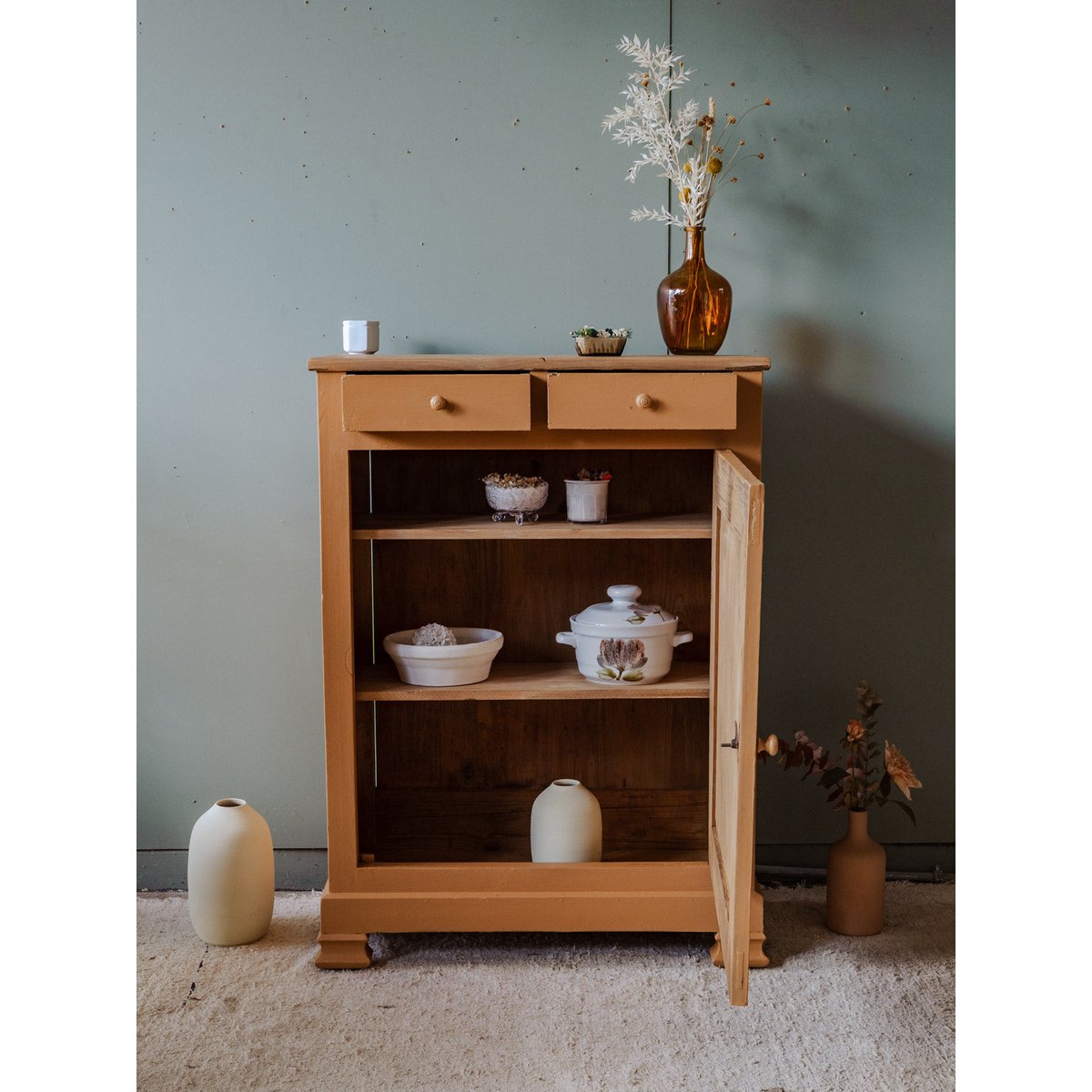Buffet en bois orange Gilbert N°1527 - Bon état bois clair, DEBONGOUT