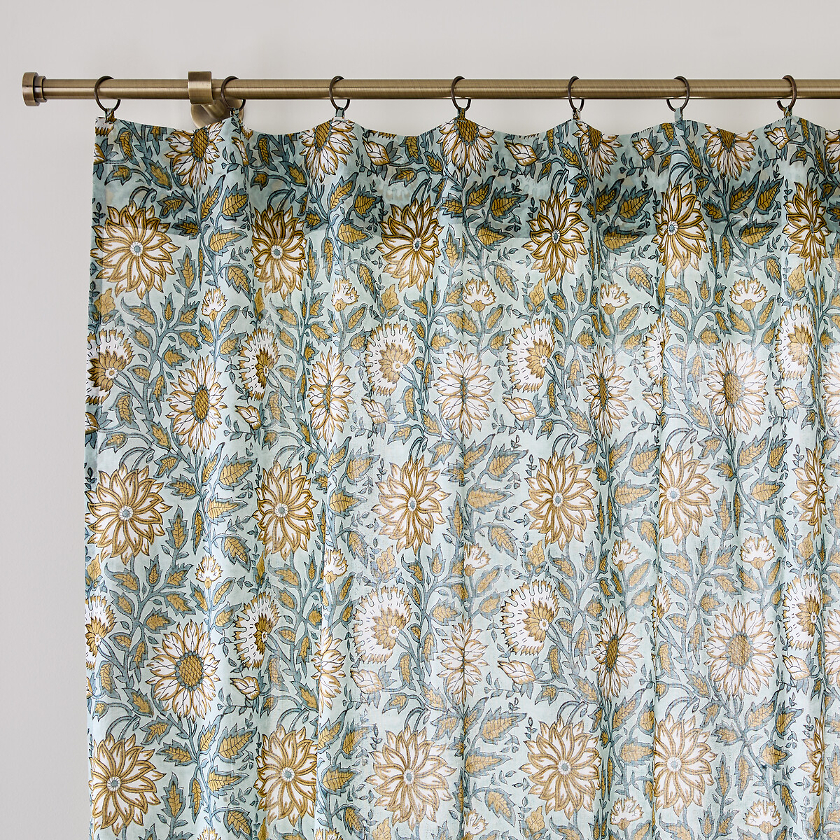 Shandira Block Print Cotton Voile Panel with Rings floral print, LA REDOUTE INTERIEURS