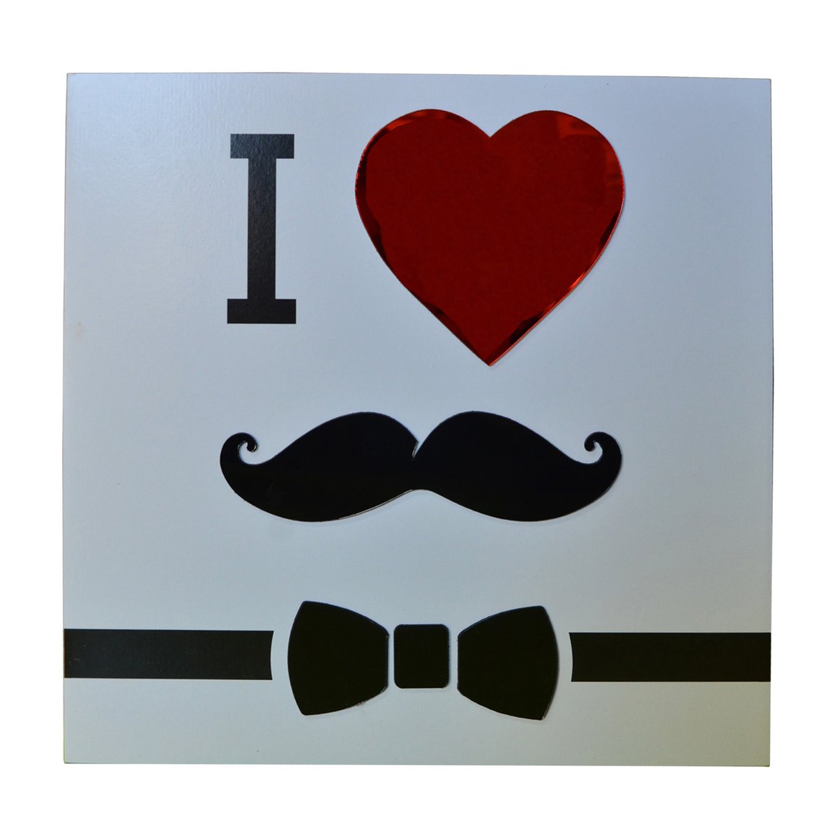 Cadre Imprimé Mystery - I Love Moustache blanc, ATMOSPHERA