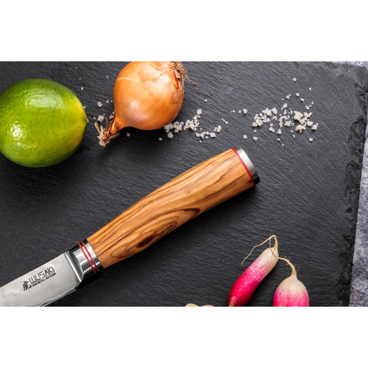 2 couteaux de cuisine Damas 10Cr en coffret élégant noir v002237, WUSAKI