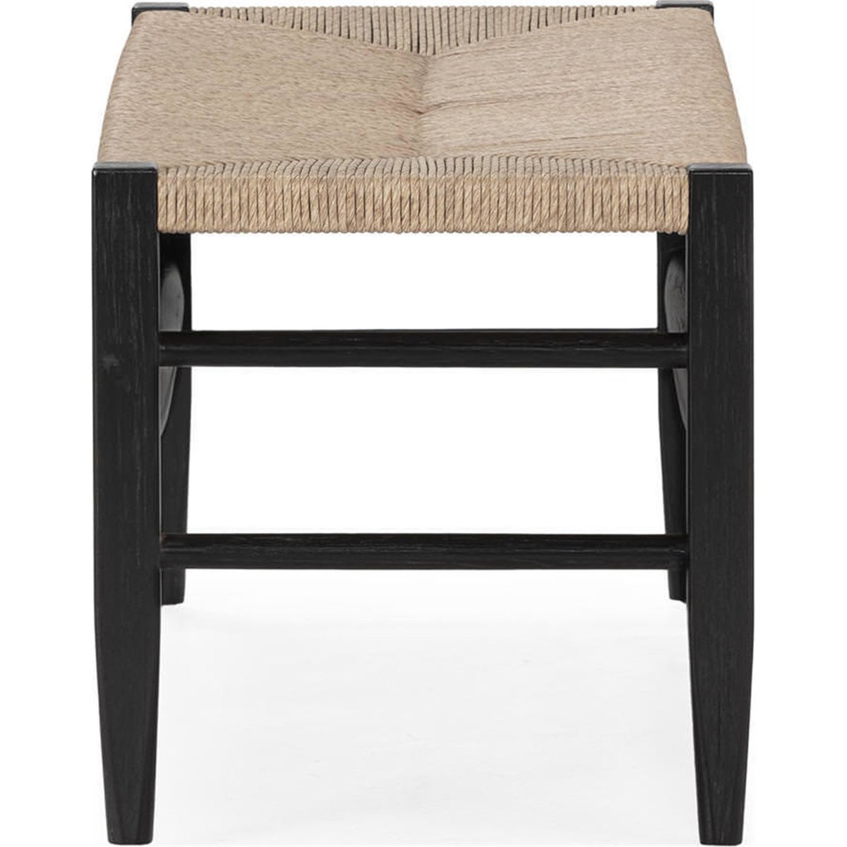 Banc en teck, Assise tressée noir et naturel, RECOLLECTION