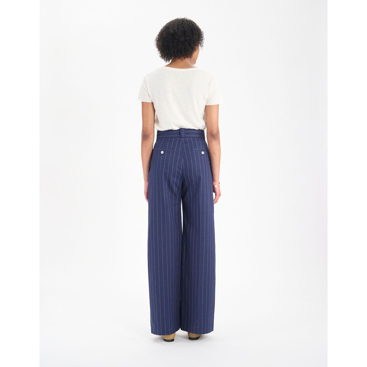 Pantalon Marlène mélangé marine blue navy, INES DE LA FRESSANGE PARIS