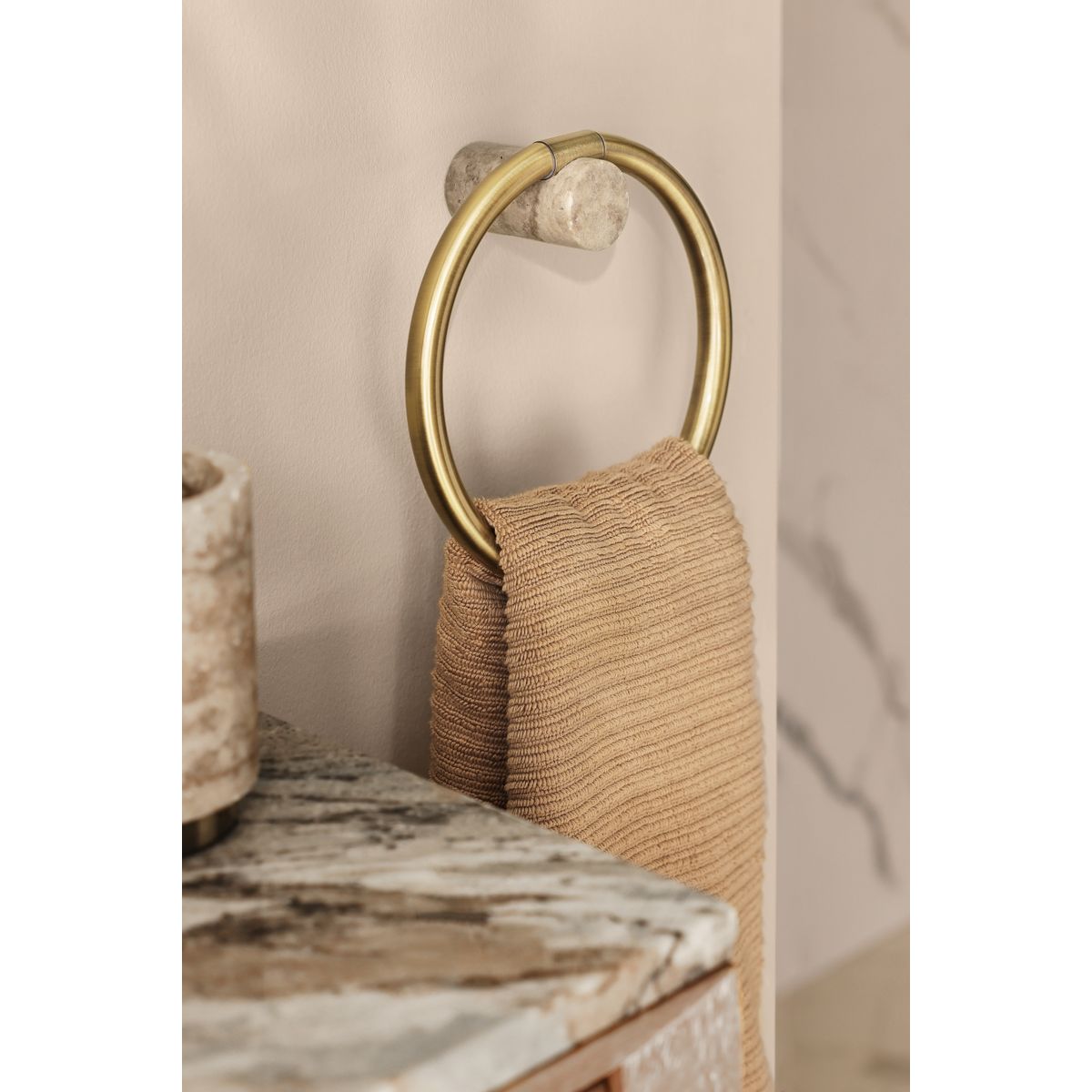 Grand porte-serviettes doré effet marbre marbre doré, NEXT